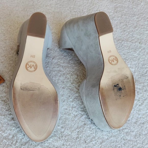 Michael Kors Leather Platform Wedges - Dove Gray - Picture 10 of 10